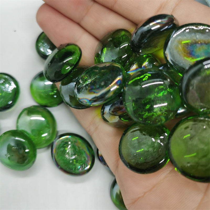 Supply frosted glass flat beads for landscape design, bulk decoration, and landscaping glass beads