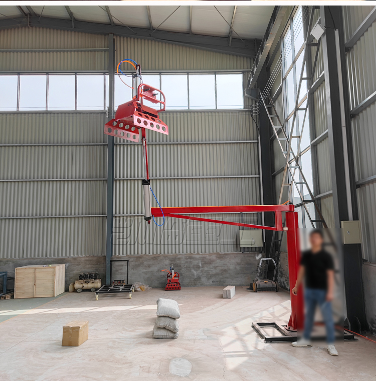 Pneumatic assisted mechanical gripper, electric conveyor, mobile balance crane, cement feed loading and unloading device, cantilever crane