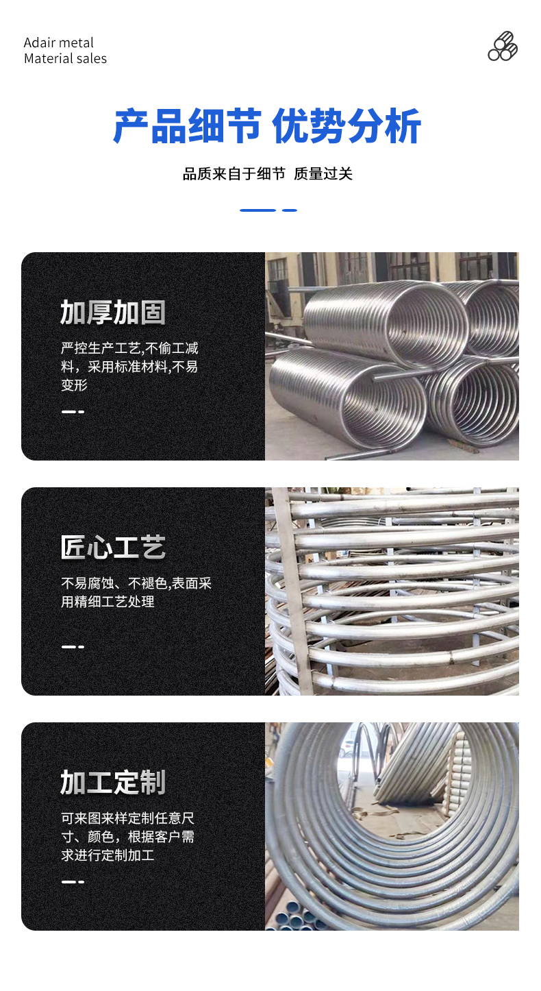 Customization of corrosion-resistant stainless steel reactor coil wing height inside the cylinder