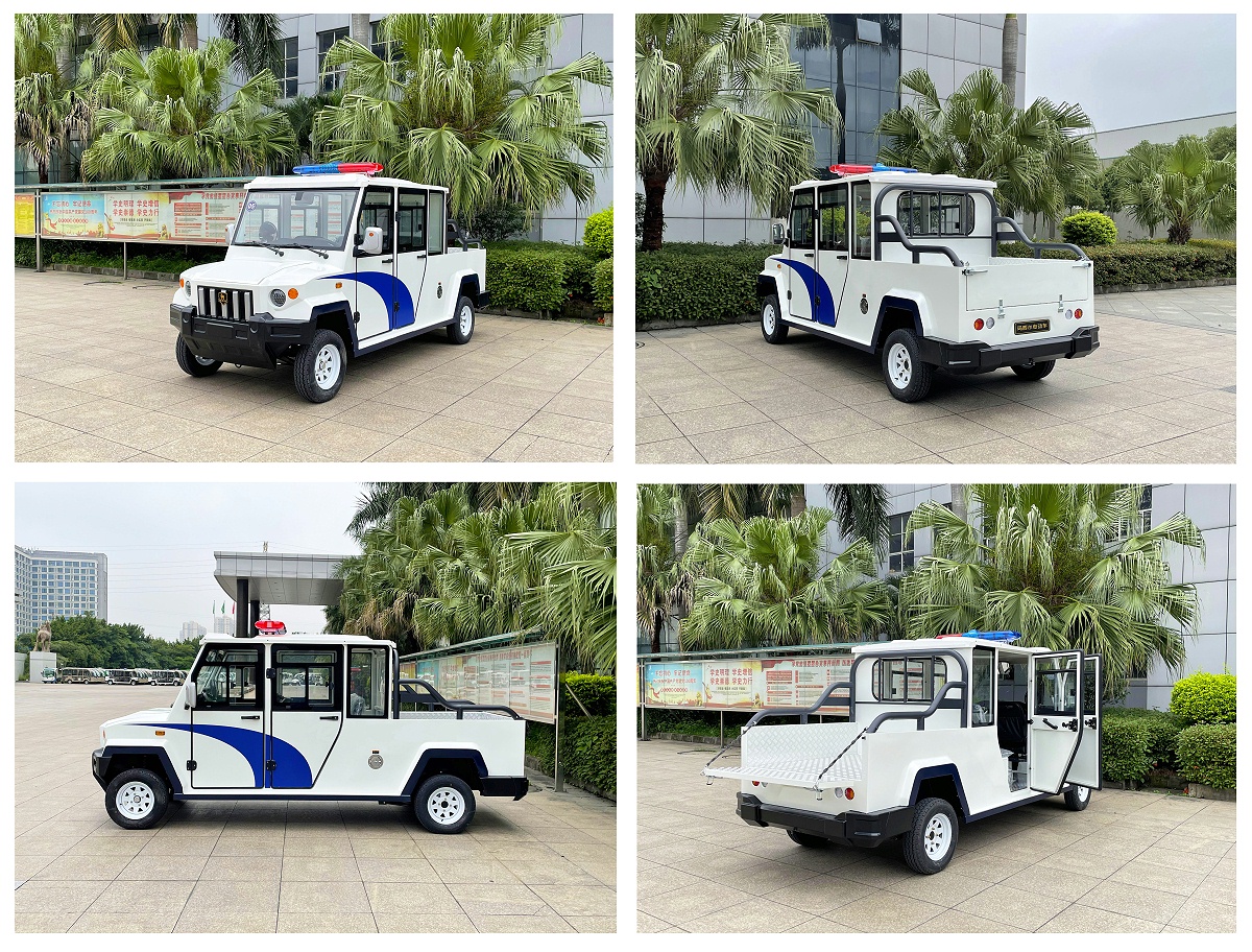 Hummer five seater enclosed electric patrol car, double seater pickup inspection battery car, luxury air conditioning patrol car