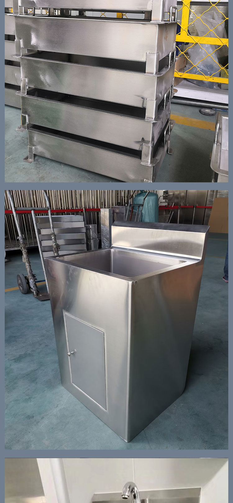 Teman Lai rectangular stainless steel wash basin with foot pedal water supply method, seamless welding, and non-standard customization