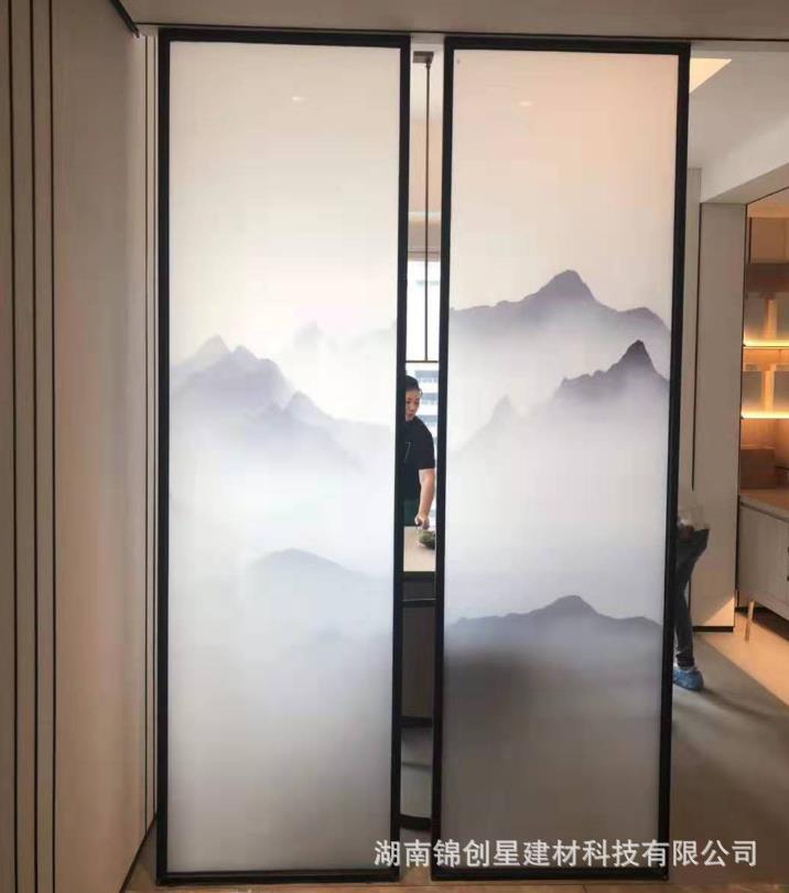 Colorful glass color change, dazzling color glass, laminated curtain wall glass, gradient glass, deep carving, wired art glass