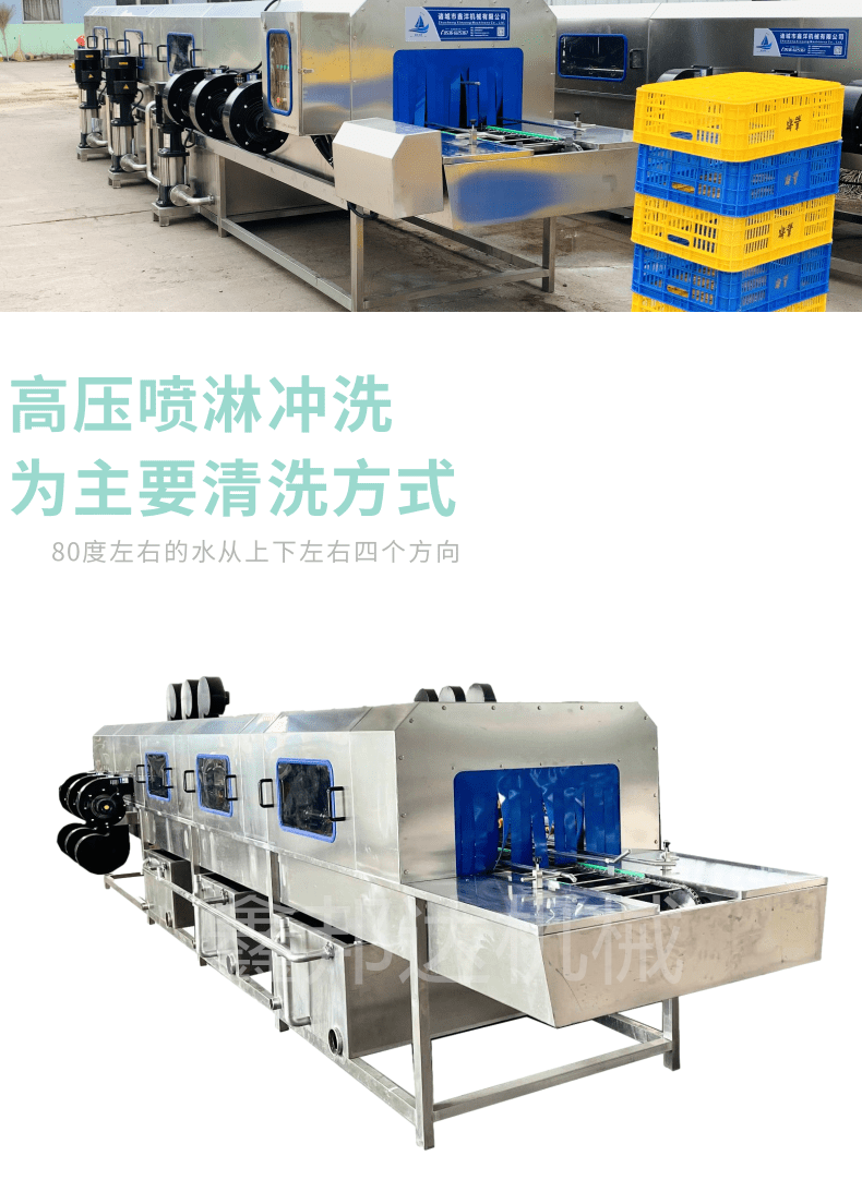 Fully automatic logistics turnover basket cleaning machine Large steam basket washing machine High pressure hot water degreasing box washing machine