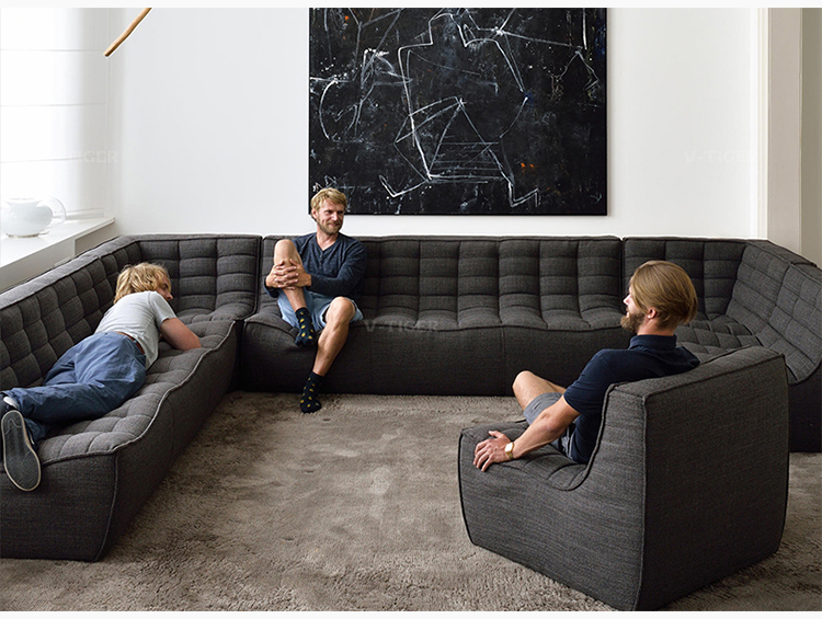 Original Nordic fabric art combination by Guchi designer, small living room, modern and simple armless three person sofa