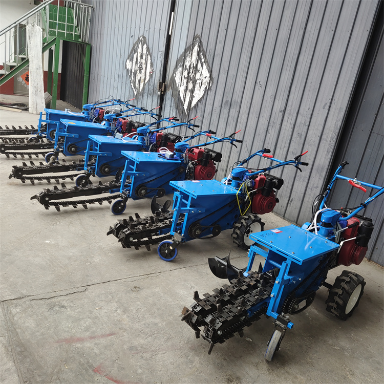 Double chain orchard trenching machine Chengyu small handheld trenching machine 90 deep buried line trenching machine