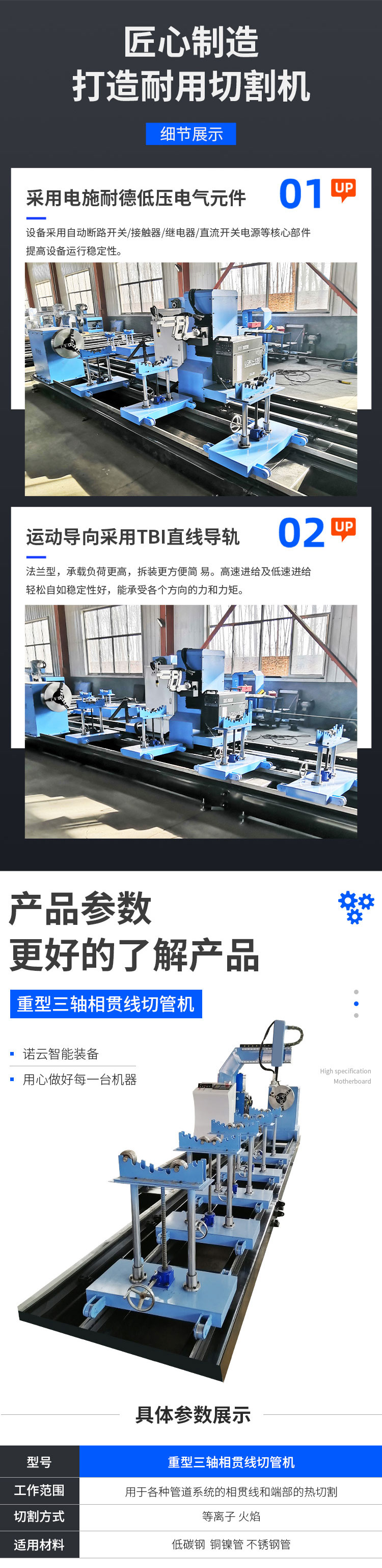 Noyun three-axis saddle groove cutting and cutting equipment for steel pipe intersecting line cutting machine can be customized according to needs