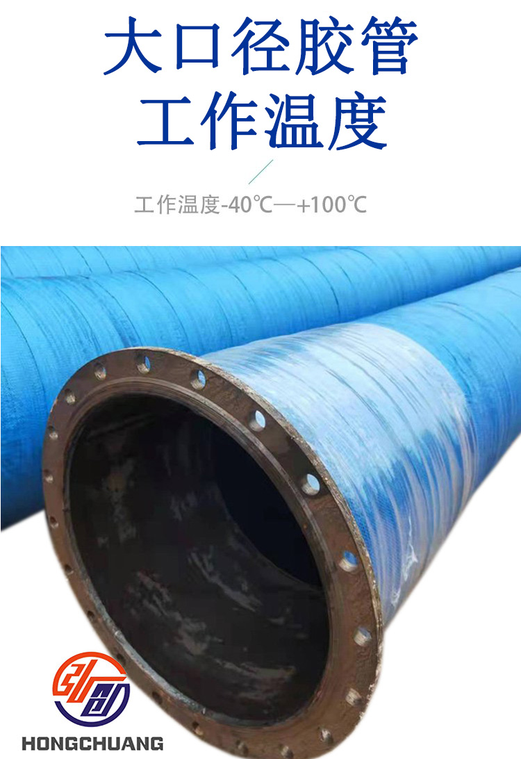 Hongchuang large diameter flange rubber lined wear-resistant rubber hose, steel wire framework, flood control, drainage, suction and drainage rubber hose