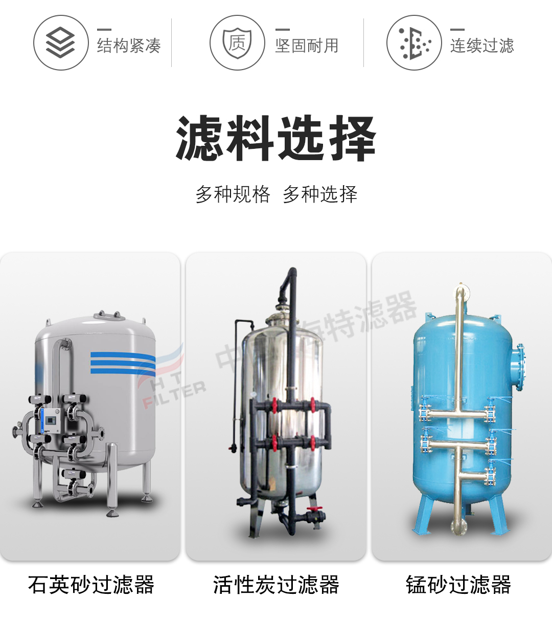 Haite filter reverse osmosis pre solid-liquid separation filtration equipment carbon steel fully automatic quartz sand filter