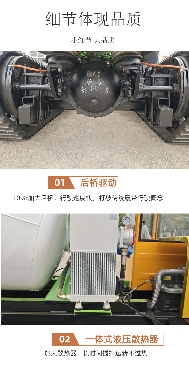 Crawler type desert engineering vehicle, 3 square crawler concrete tank truck, mountain climbing tiger, all terrain cement transport vehicle