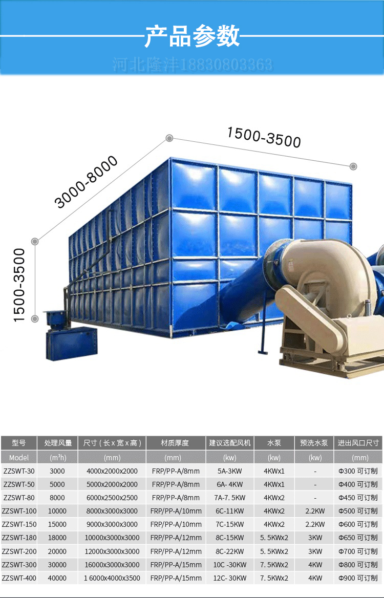 Glass fiber reinforced plastic biological purification filter, odor purification treatment equipment, sewage and long exhaust gas treatment manufacturer