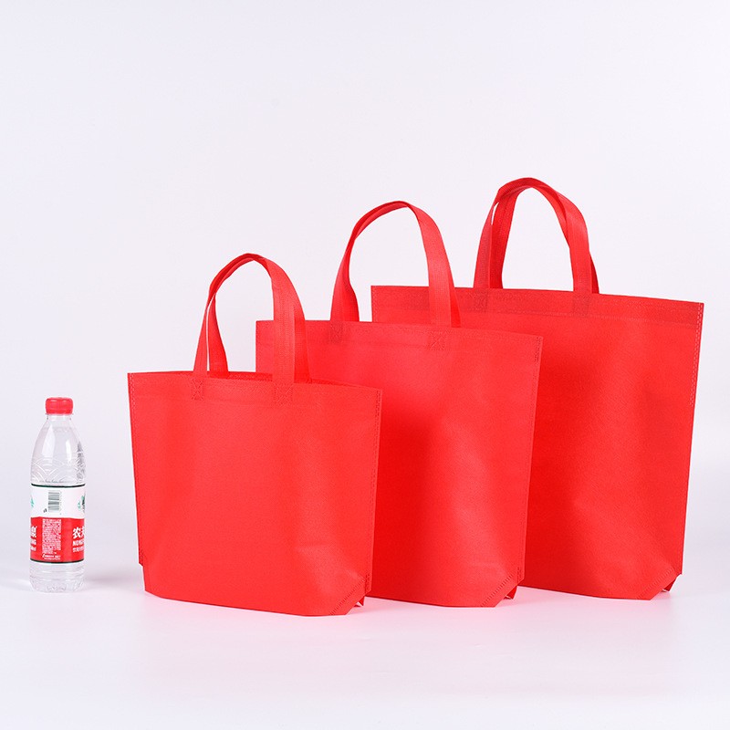 Handheld non-woven fabric bag, customized blank advertising, solid color foldable shopping bag, catering, disposable takeaway packaging bag