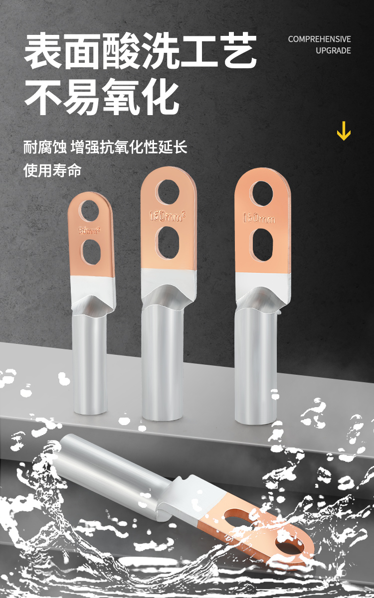 Double hole copper nose thickened tinned copper transition terminal block with double eyes DTS-16/25/35/50/70/630 flat