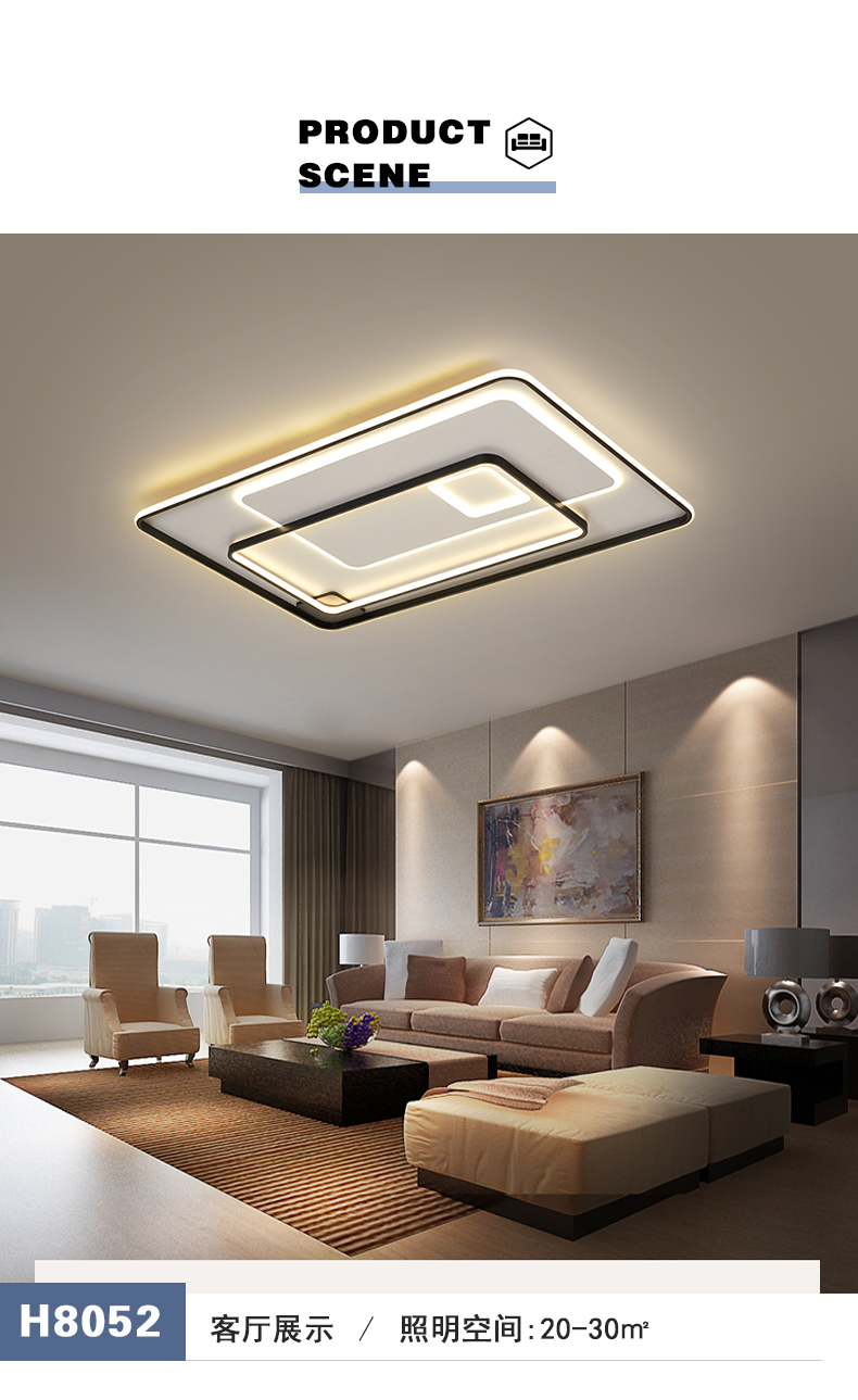 Shengpu Lighting LED Ceiling Lamp Rectangle Living Room Lamp Dining Room Lamp Modern Simple Atmosphere Lamp