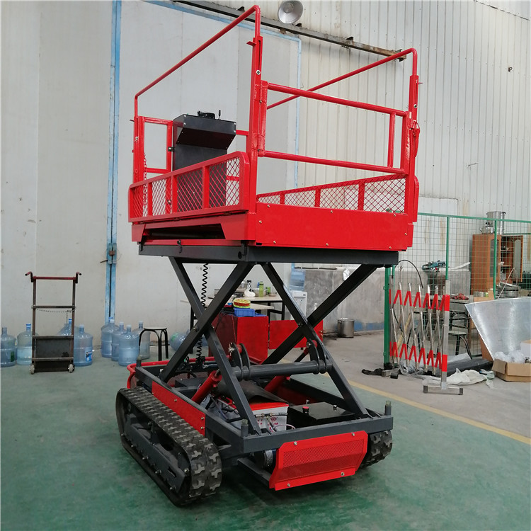 Hydraulic self-propelled crawler elevator Scissor fork type material lifting platform orchard picking Aerial work platform