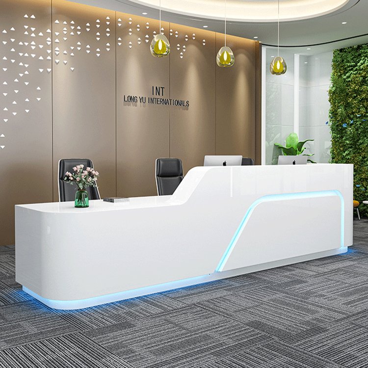 Furniture manufacturers produce reception desks, fashionable cash registers, painted minimalist modern front desk office consultation tables, customized