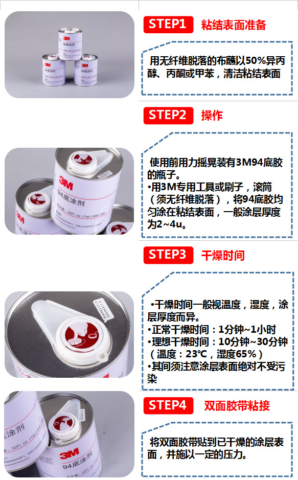 3M94 primer, difficult to stick surface treatment agent, 3m tape adhesive aid, tackifier, adhesive water