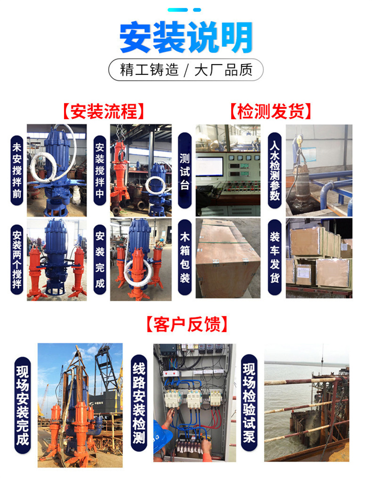 ZJQ Submersible Slurry Pump Sand Pump Wear-resistant and Unblocked River Sand Pump Engineering Mud and Sediment Pump Lift