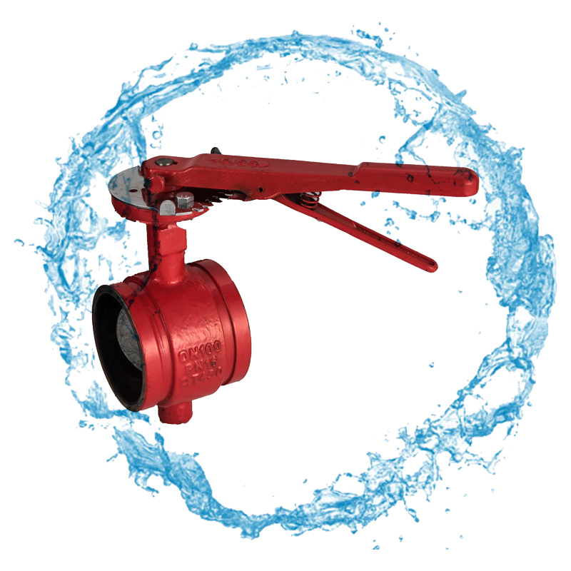 Firefighting water supply network groove butterfly valve turbine handle D381X/D81X clamp