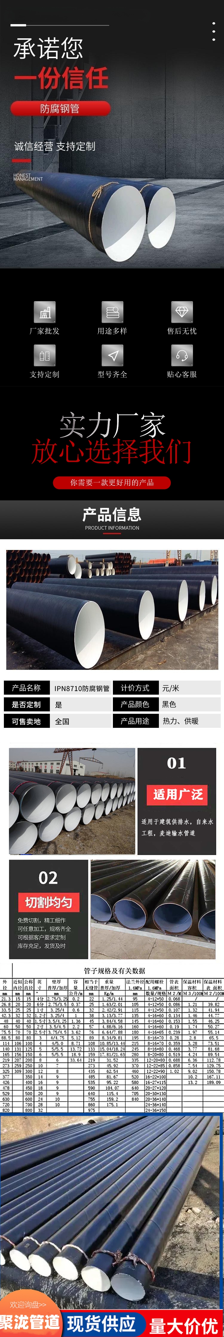 Three oil and two cloth spiral steel pipe, epoxy coal asphalt pipeline, DN800 for gas engineering