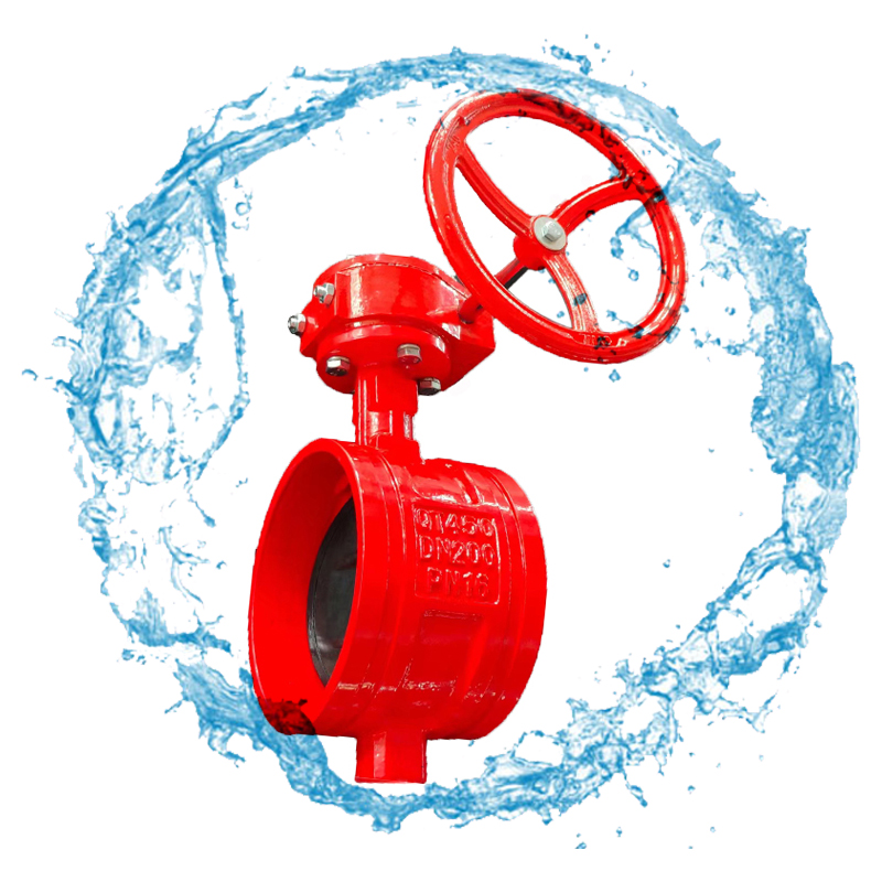 Firefighting water supply network groove butterfly valve turbine handle D381X/D81X clamp