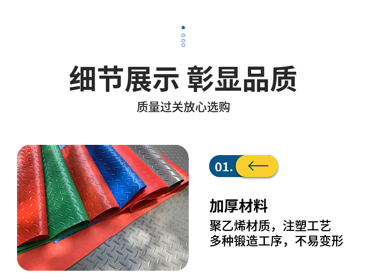 Thickened plastic floor mat, bathroom, kitchen, indoor and outdoor mat, workshop, wear-resistant carpet, industrial anti-skid mat