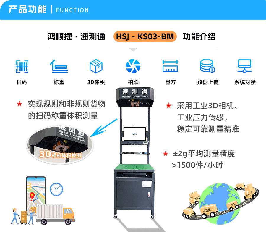 DWS equipment, high-speed and high-precision dynamic weighing, square scanning and code scanning integrated machine, logistics DWS logistics sorting equipment