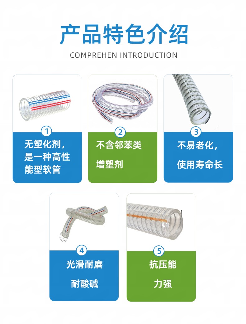 Plasticizer free PVC steel wire hose, avant-garde plastic beverage conveying pipe, long service life