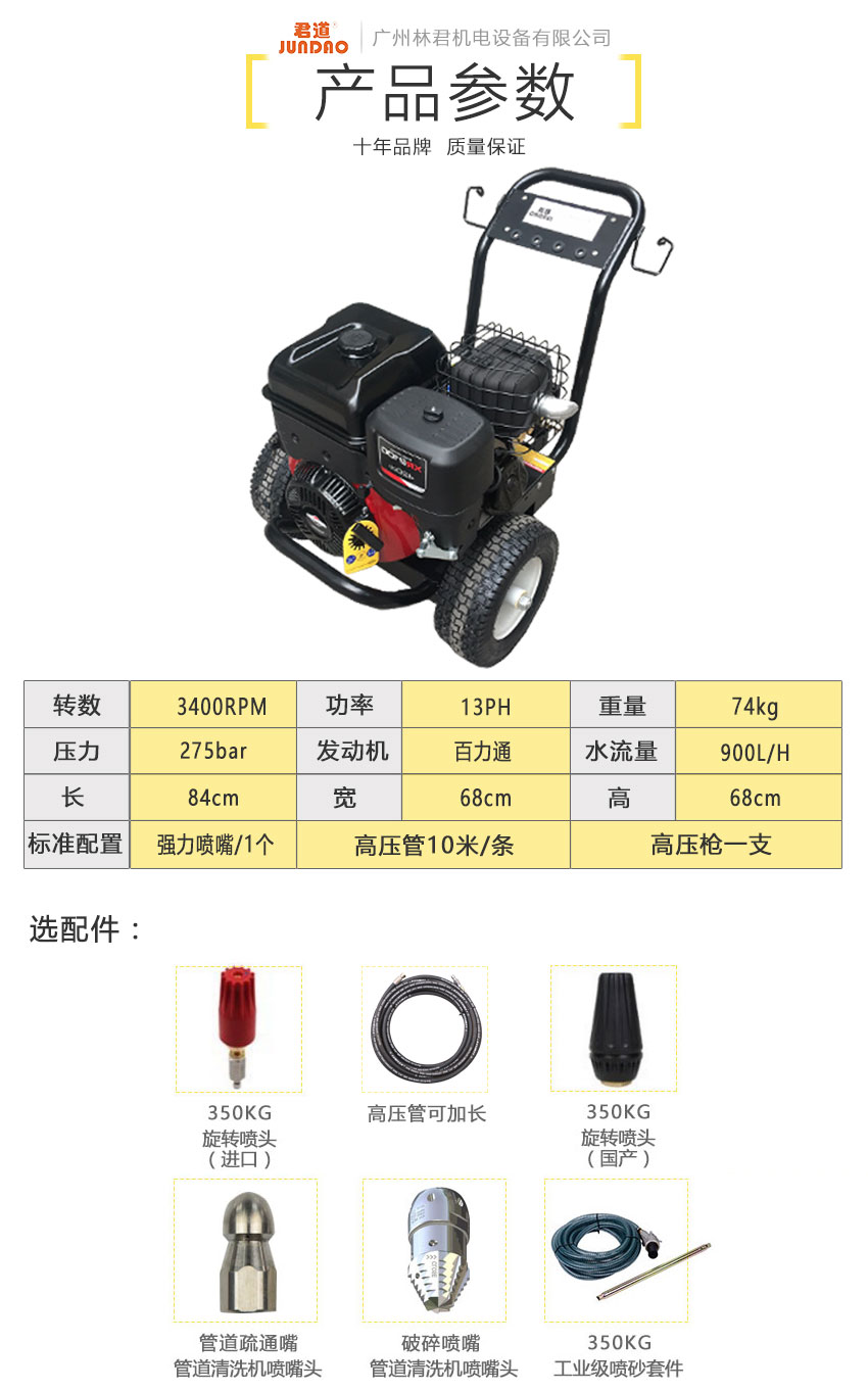 Street Road Flushing Jun Dao Gasoline Honda Engine High Pressure Water Gun Park Ground Flushing God