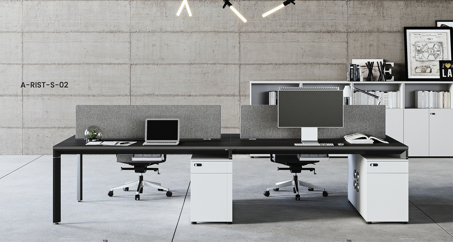 Simple and modern office desk for employees, 4 people, 6 card seats, office furniture, computer desk and chair combination