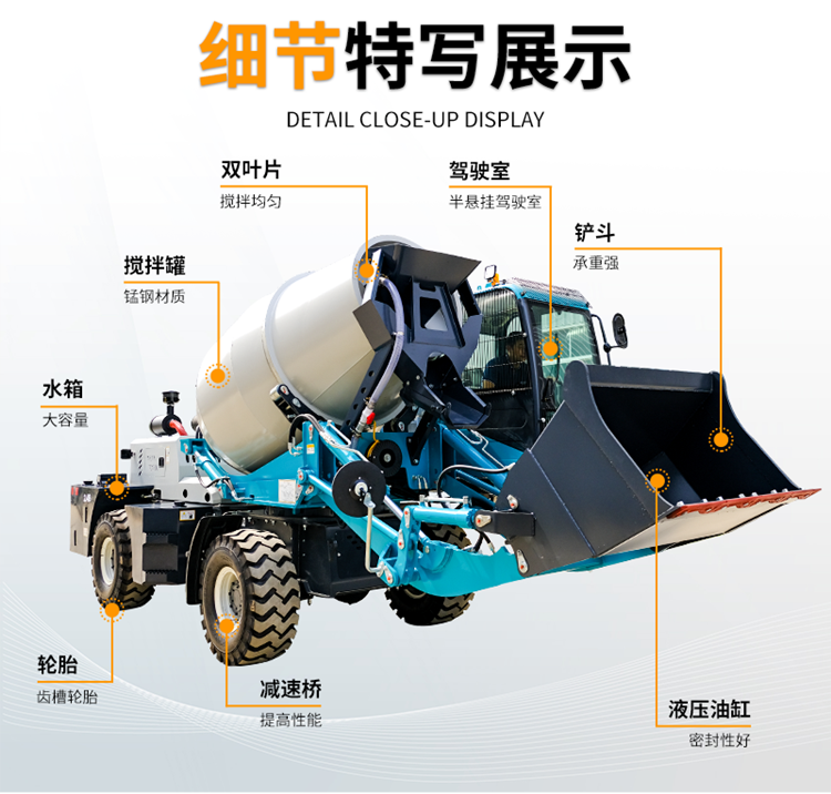 Concrete self loading mixer truck Cement mortar mixer truck has a wide range of applications