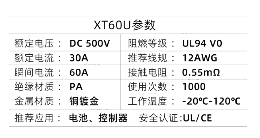 New energy vehicle XT60 male and female terminal XT60U XT90 battery high current remote control connection plug