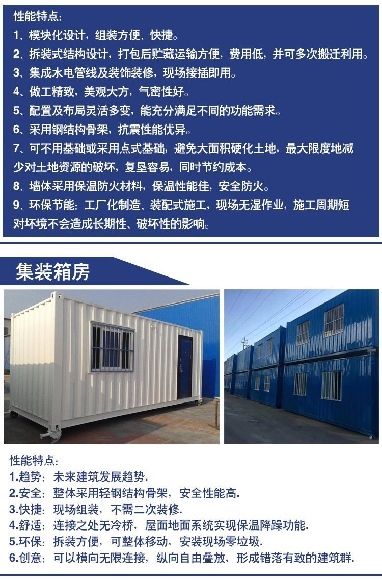 The container room used for temporary isolation in the packaging room can be used as an office building with strong insulation