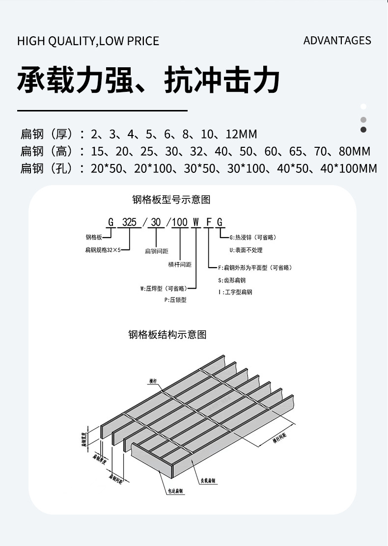 Gongliang galvanized steel grating manufacturer wholesale galvanized plate parking lot grating plate landscape steel grating plate