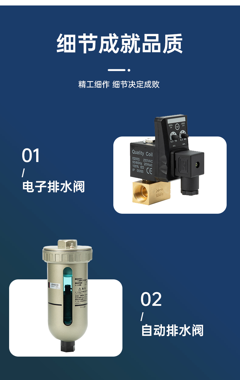 Hanzhong Fluid specializes in providing multi brand air compressor drainage valve electronic/automatic drain valve air compressor accessories