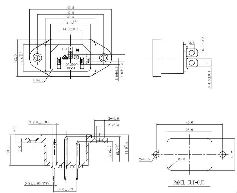 AC socket tripod power socket computer Fan heater vacuum cleaner power plug