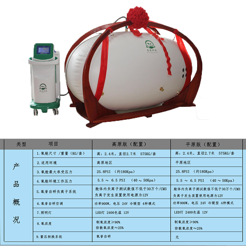 New upgraded version of Oxygen Yu Technology for two people to jointly use a civilian high-pressure oxygen chamber and a household negative ion ecological chamber