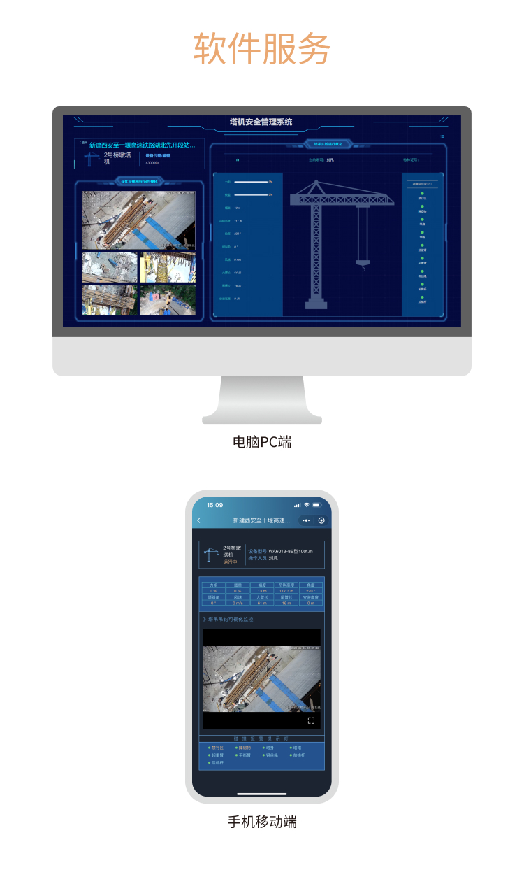 The tower crane safety monitoring system TCSMY-2 has stable performance in the five limit positions of the safety height limit device