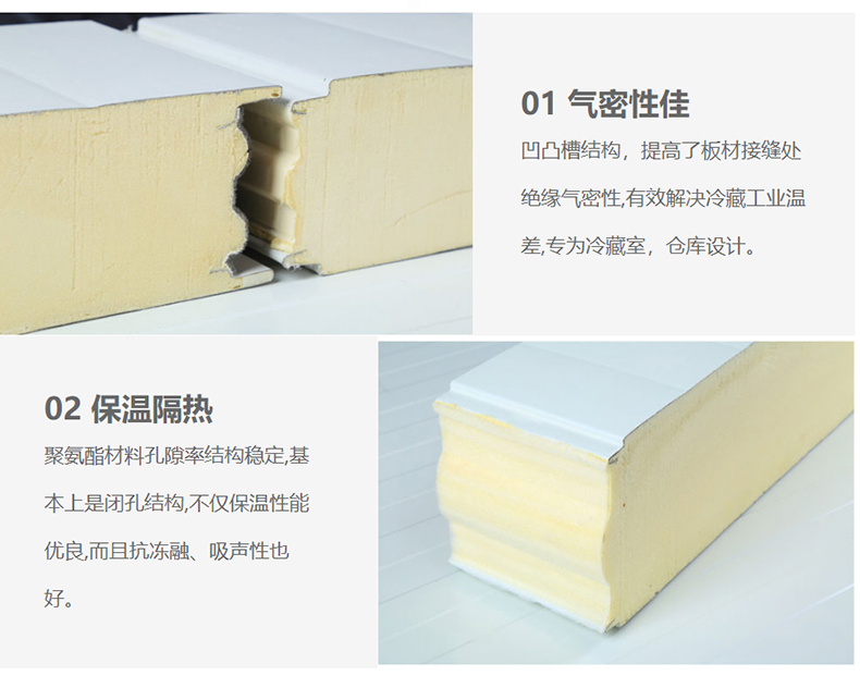 Polyurethane cold storage board Cold storage exterior wall Rigid polyurethane foam board Thermal insulation Flame retardant cold storage board