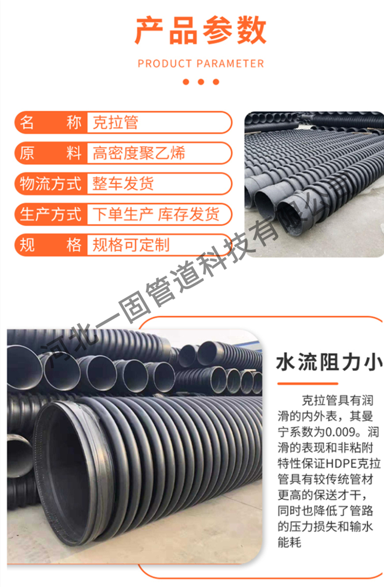 Yigu HDPE Crate Pipe Municipal Engineering Renovation Sewage Drainage Structure Wall Reinforcement Winding Drainage Pipe