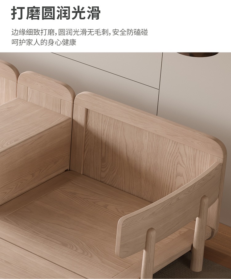 White wax wood solid wood sofa wholesale Nordic cream wind log apartment hotel small living room furniture manufacturer