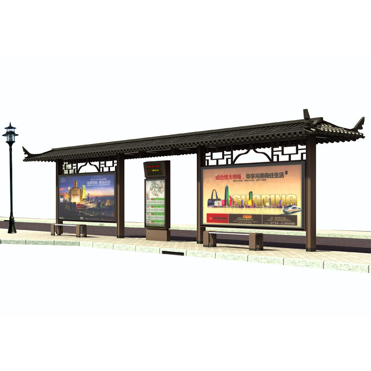 Customized and sold bus stop shelters with multiple materials, diverse styles, and innovative designs