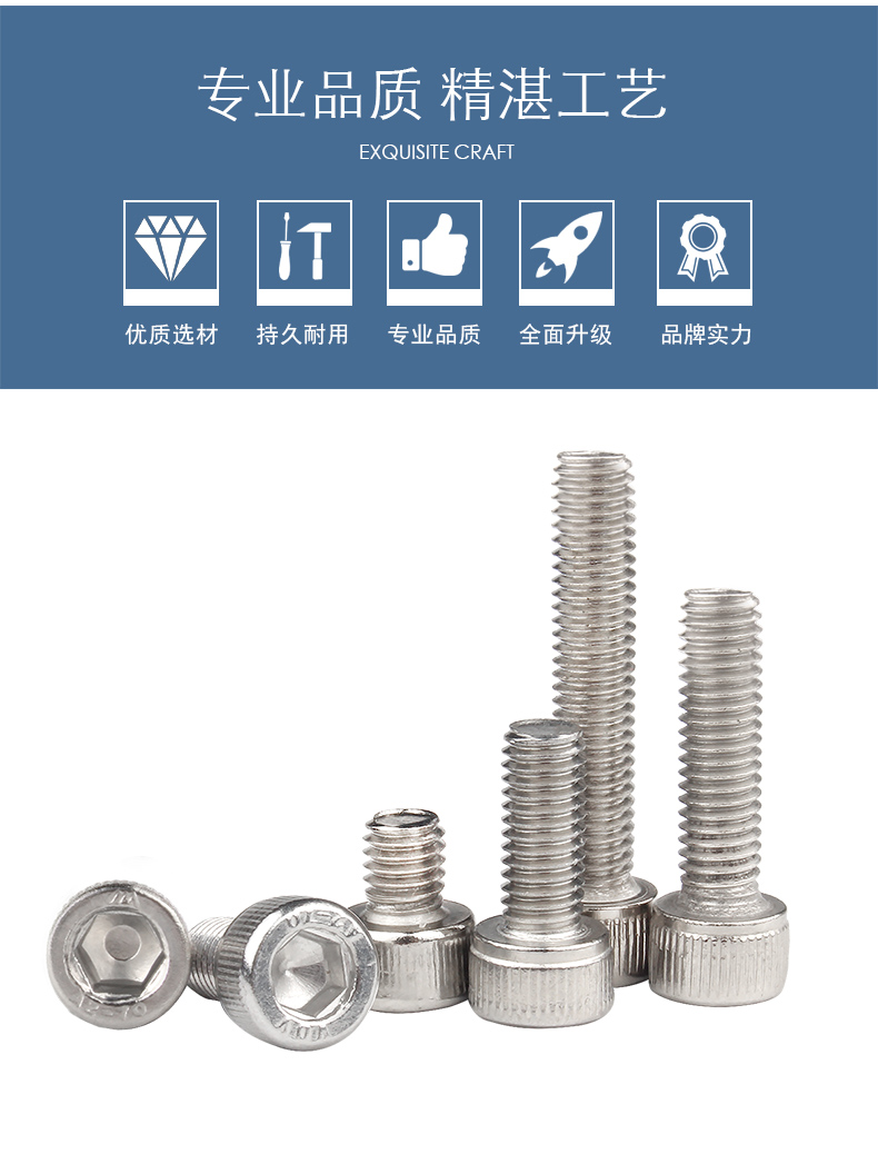 Manufacturer of DIN912 304 stainless steel cylindrical head socket head screw M6 cup head screw bolt