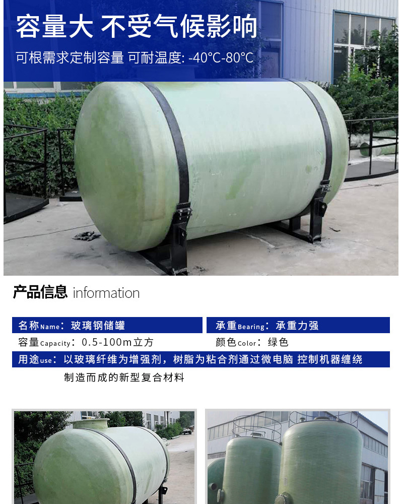 Juwei fiberglass water tank 1-200 cubic meters FRP winding water storage facility, horizontal vertical fire tank, maintenance free