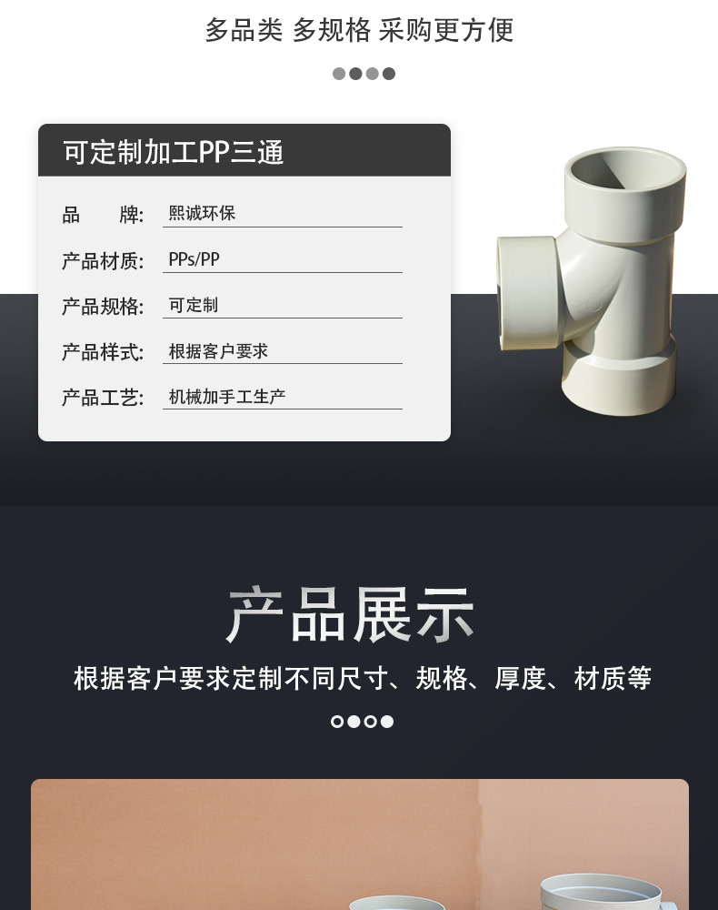 Acid alkali resistant and anti-corrosion material, variable diameter reducing tee connection pipe fitting model XC-ST