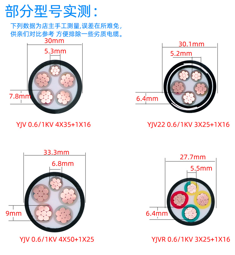 Qifan National Standard Pure Copper Core YJV2 3 4 5 core 10 16 25 35 50 square meter Outdoor Power Cable