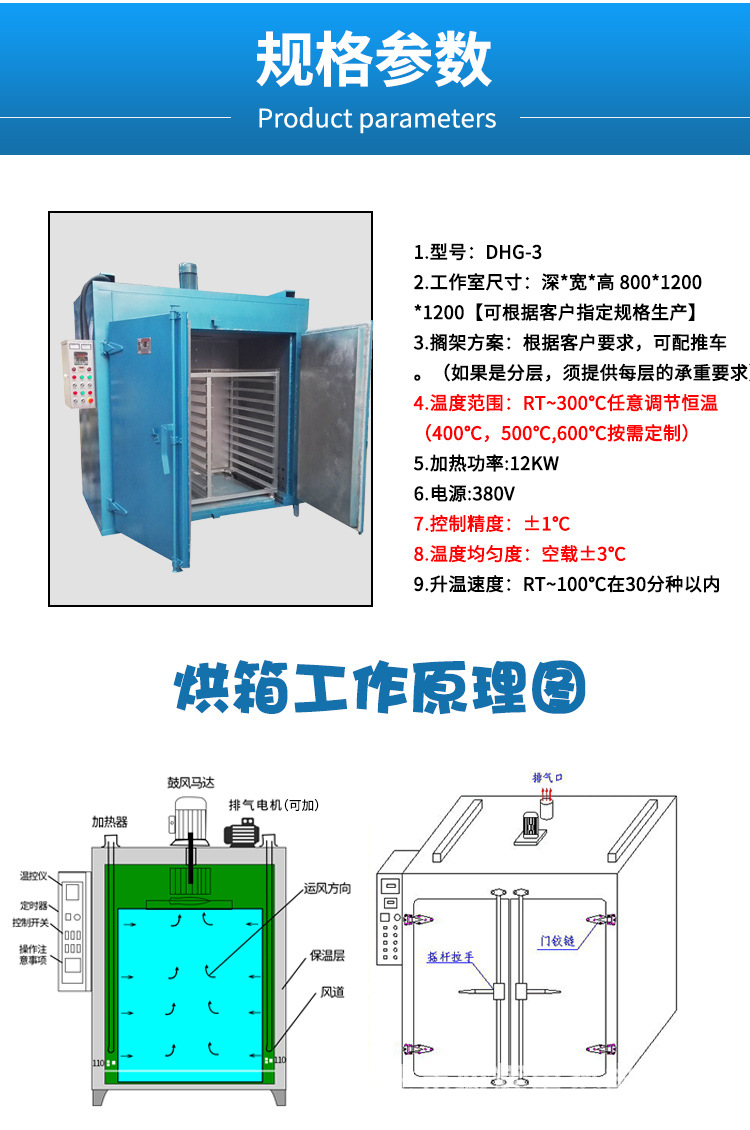 Hot air circulation oven Laboratory high-temperature oven Industrial drying oven Drying equipment
