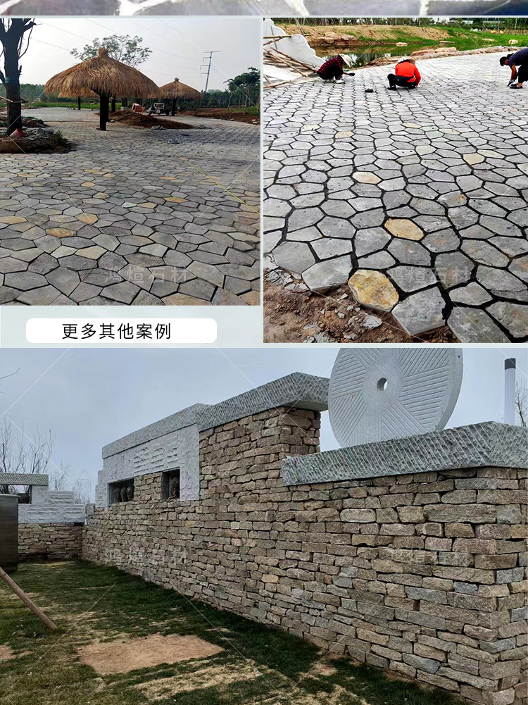 Natural tiger skin yellow disorderly shaped stone wall pasting stone, park square garden paving stone, irregular yellow fragmented patchwork stone