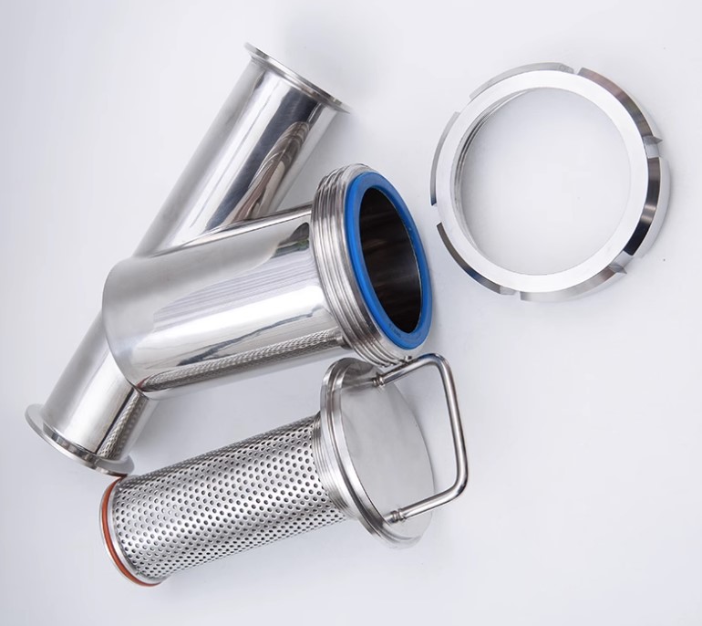 Stainless steel sanitary grade quick installation Y-shaped filter, clamp type chuck quick opening inclined pipe filtration, customized