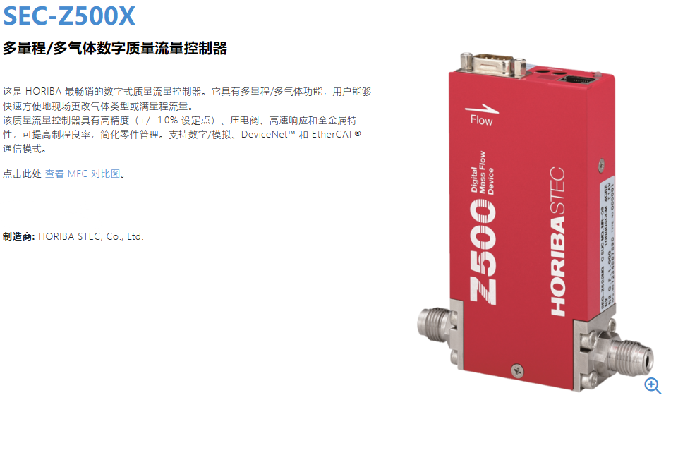 HORIBA/Horiba SEC-Z522MGX Gas Mass Flow Controller