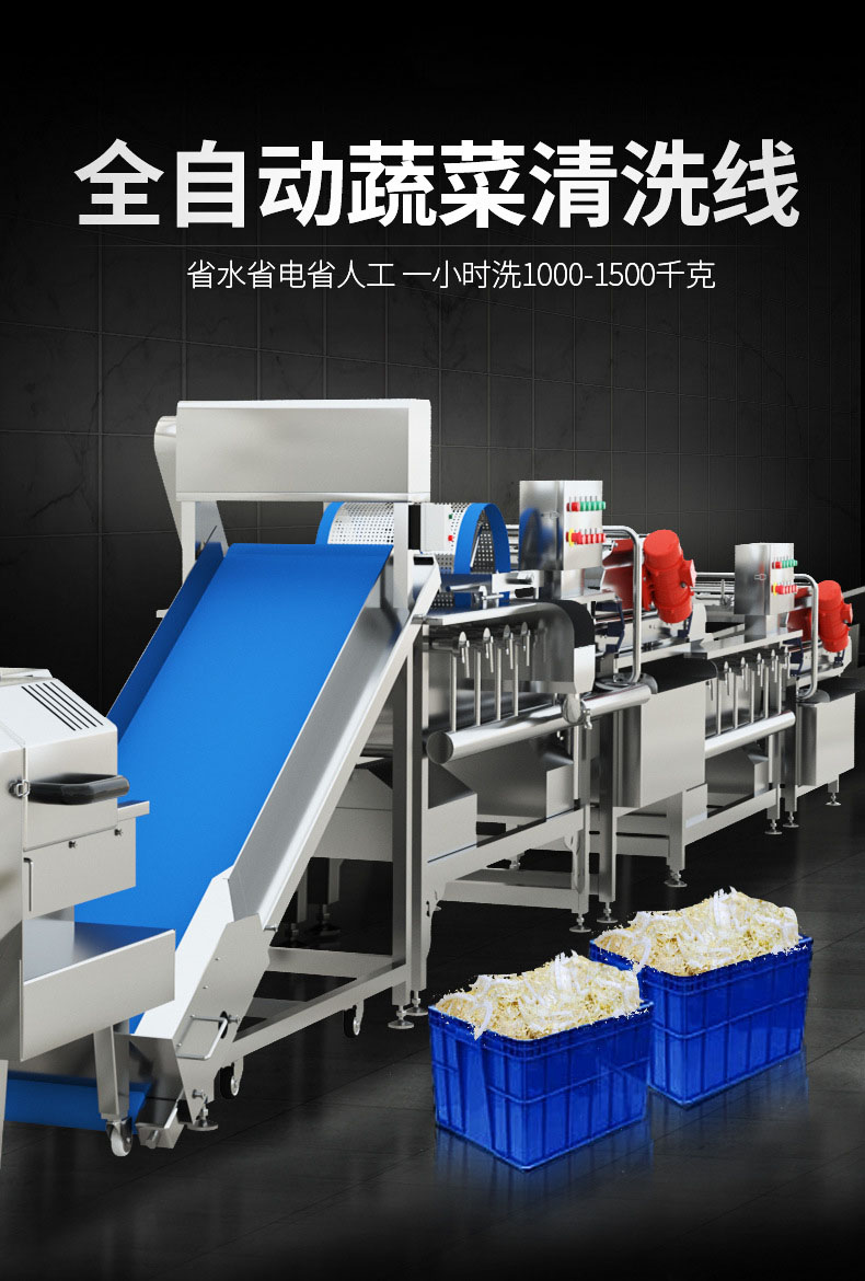 Large clean vegetable processing assembly line Longan Passion Fruit Cleaning Equipment Small Scallion Spinach Bean Sprout Cleaning Air Mainline